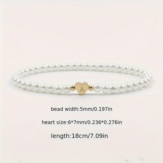 Chic Bracelet With A-Z Initial And Heart