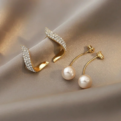 Chic Gold Dangle Earrings With Pearls