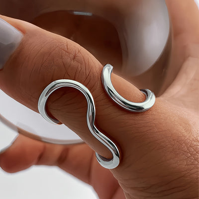 Chic Asymmetric Wave Ring