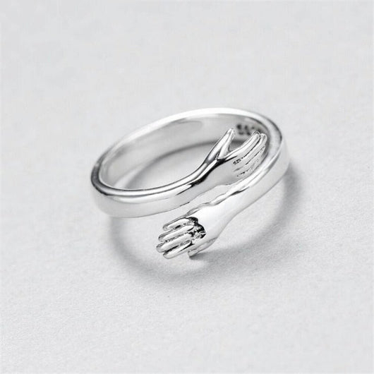 Sterling Silver 925 Hug Ring With Adjustable Size