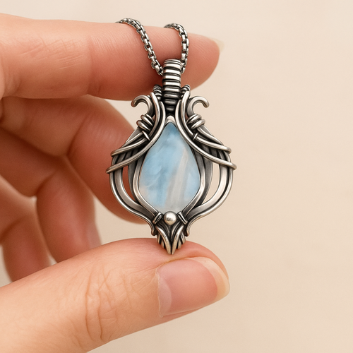 Vintage Blue Silver Necklace