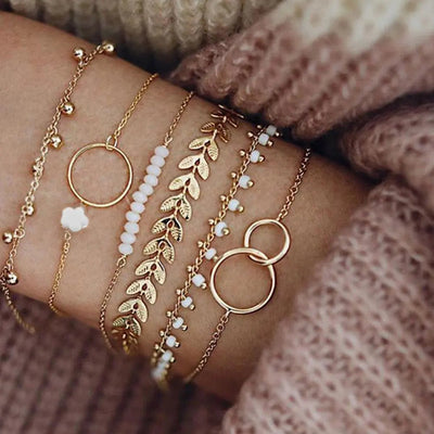 Charming Bohemian Gold Bracelet Set