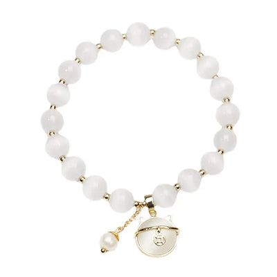 Pearl Bracelet With Lucky Cat Pendant