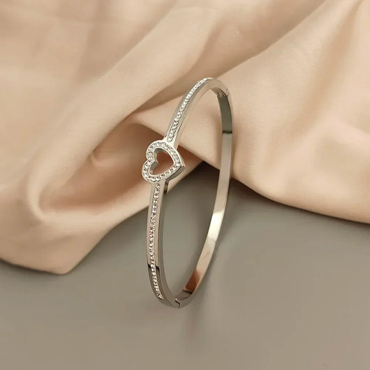 Chic Bangle Bracelets With Heart-Shaped Charms