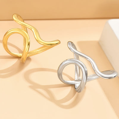 Chic Asymmetric Wave Ring