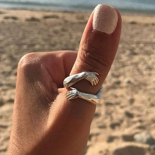 Sterling Silver 925 Hug Ring With Adjustable Size