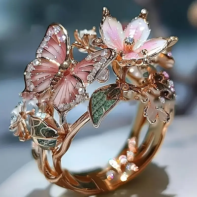 Nature-Inspired Bright Butterfly Ring With Zirconia