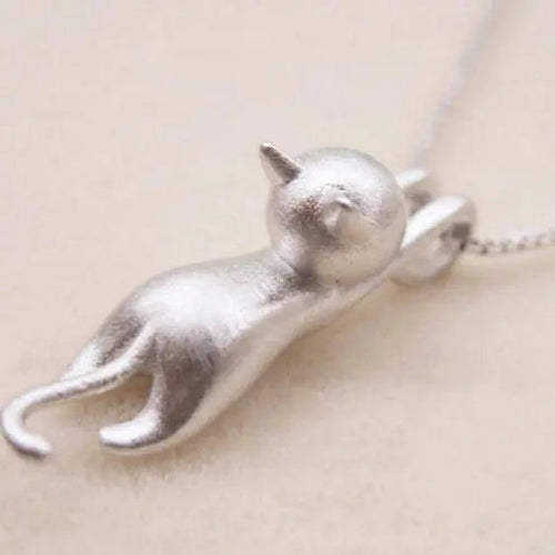 Playful Kitten Necklace In Sterling Silver 925